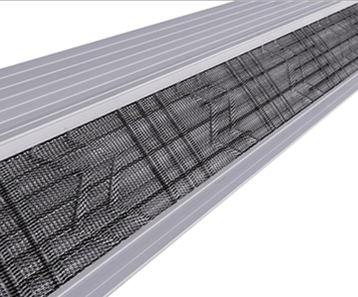 Micro-mesh gutter guard cross-section showing stainless steel filtration layer