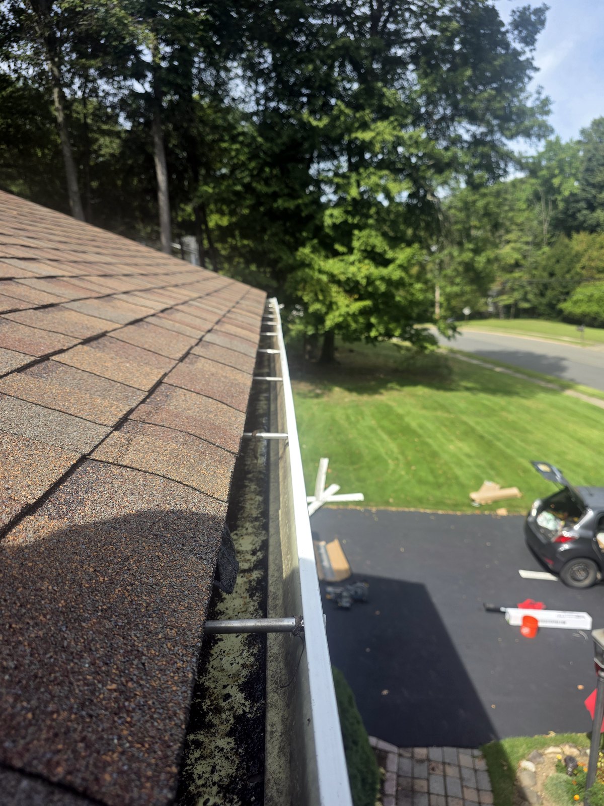 Before installation: open gutter on a South Jersey home